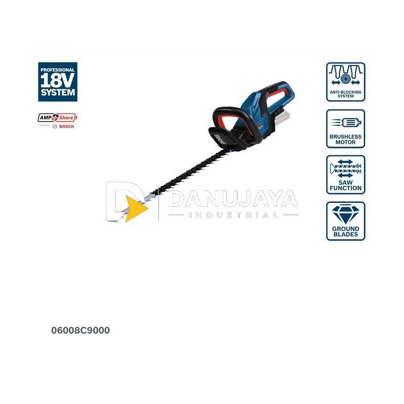 BOSCH PRO Mesin Pemangkas Tanaman Pagar Baterai - Cordless Hedge Trimmer GHE 18V-60 | Alat Pangkas Taman Tanpa Kabel - Garansi Resmi - 06008C9000