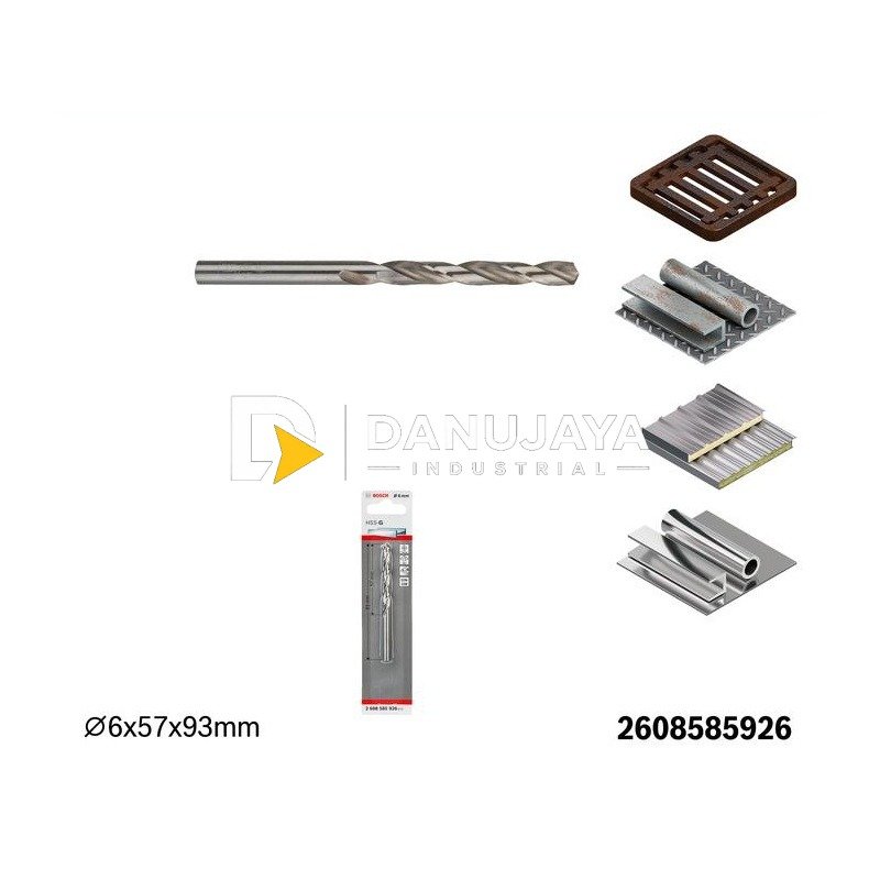 BOSCH Mata Bor Logam HSS-G 6 mm (1 pc) / HSS-G DIN 338 Metal Drill Bit - 2608585926