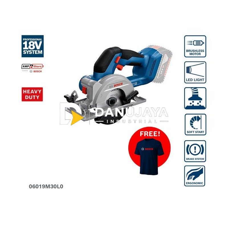 BOSCH PRO Mesin Gergaji Kayu 5" Baterai (Unit Only) - Cordless Circular Saw GKS 18V- 44 LI | Alat Potong Kayu Tanpa Kabel - Garansi Resmi - 06019M30L0