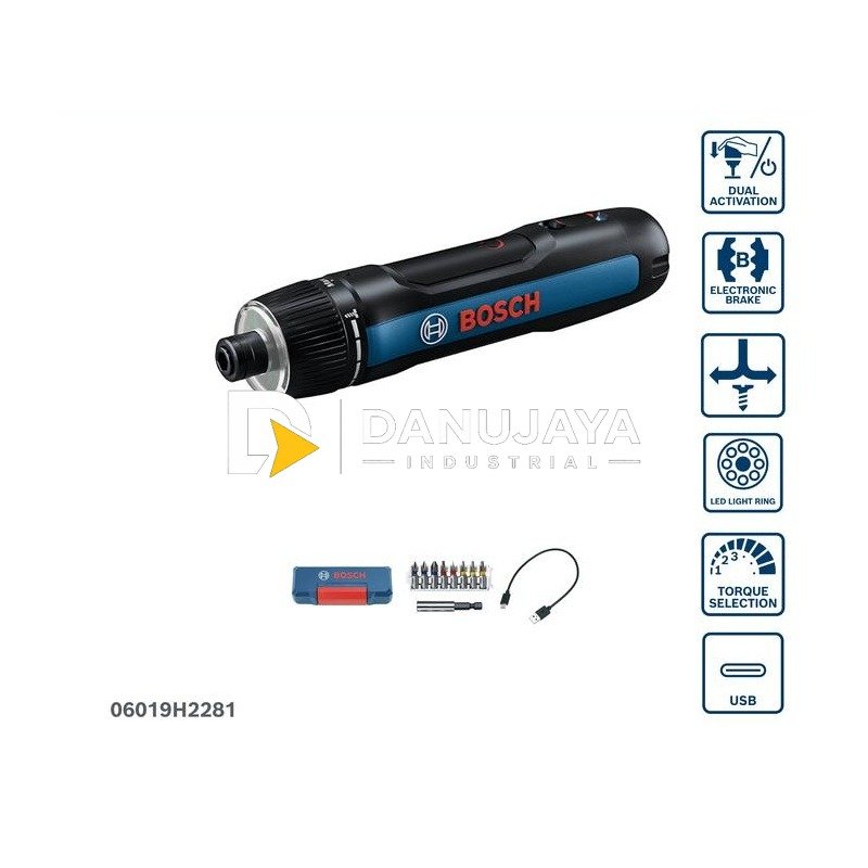 BOSCH PRO Obeng Elektrik Baterai - Cordless Screwdriver 3.6V GO Gen 3 | Obeng Tanpa Kabel 7 Torsi, Perkakas - Garansi Resmi - 06019H2281