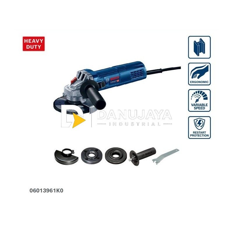 BOSCH PRO Gerinda Tangan Listrik 4" - Small Angle Grinder 900W GWS 900-100 S | Gerinda Sudut Kecil untuk Menghaluskan dan Memotong Besi Keramik Batu - Garansi Resmi - 06013961K0