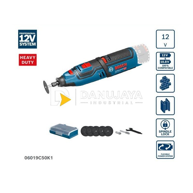 BOSCH PRO Mesin Pemutar Mini Baterai Multifungsi - Cordless Rotary Tool 12V GRO 12V-35 | Alat Bor Gerinda Kecil Serbaguna Tanpa Kabel - Garansi Resmi - 06019C50K1