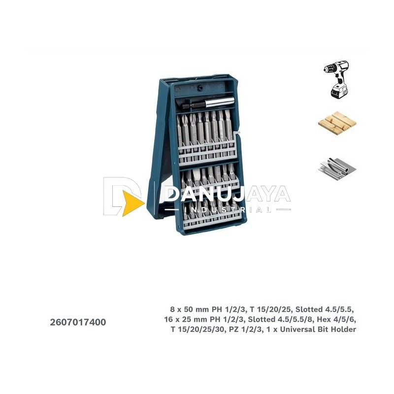 BOSCH Mata Obeng 25 Pcs X-Line Set / Mini X-Line Screwdriver Bit Set - 2607017400