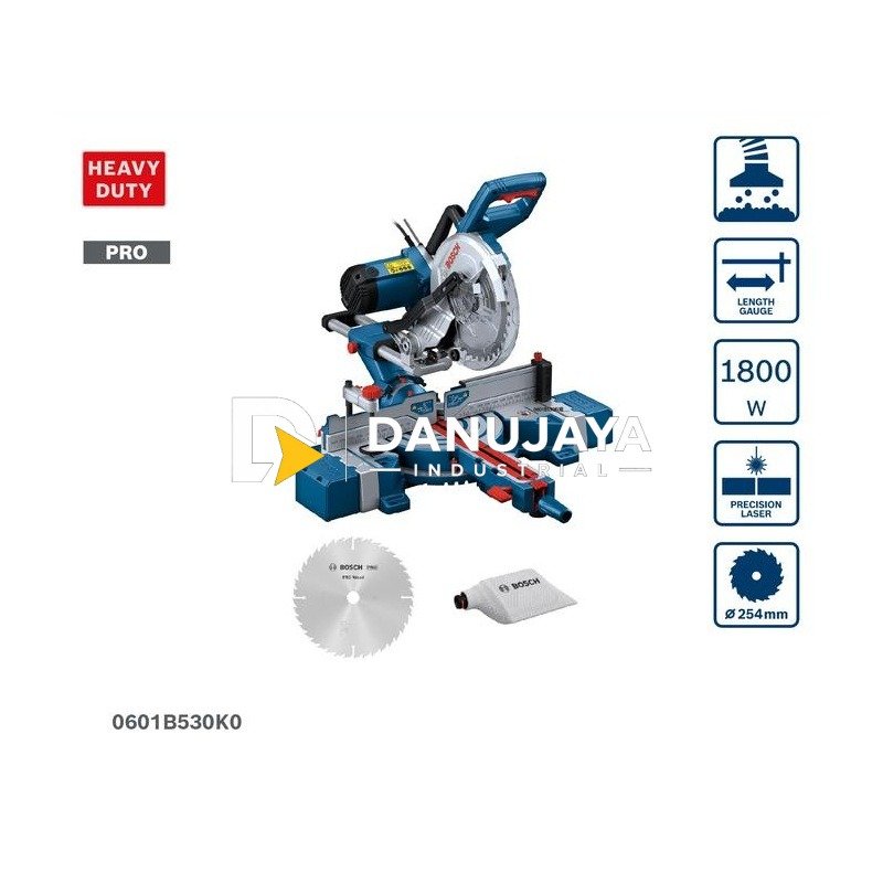 BOSCH PRO Mesin Gergaji Kayu 10" - Mitre Saw 1800 Watt GCM 254 D | Alat Potong Kayu Alumunium - Garansi Resmi - 0601B530K0