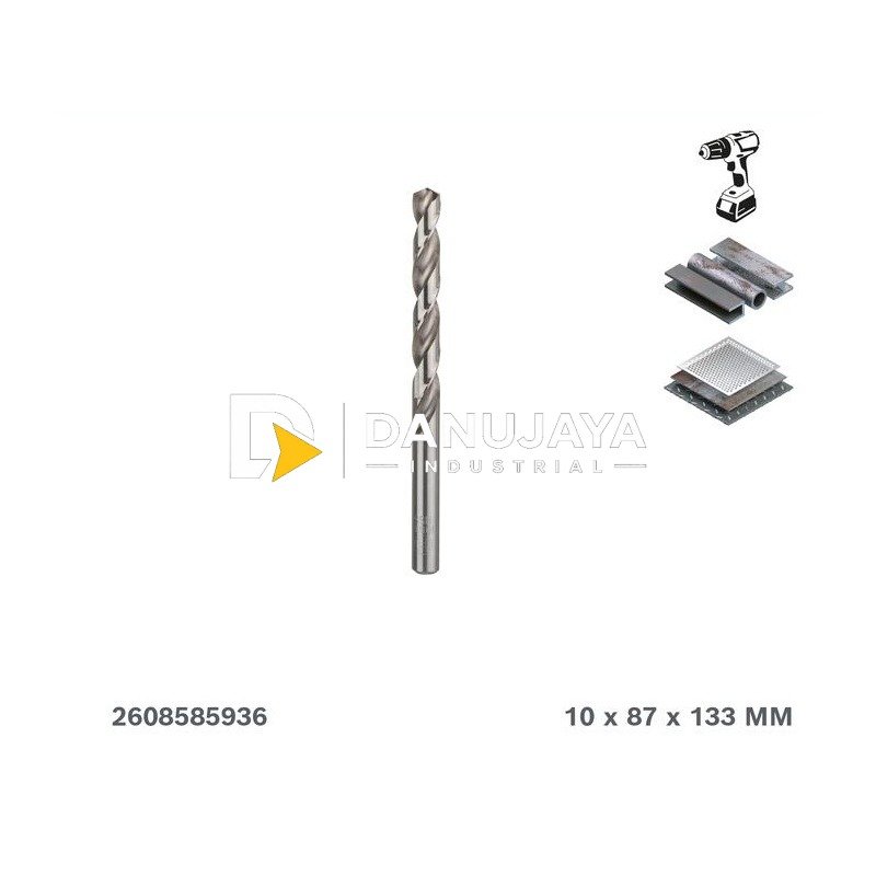 BOSCH Mata Bor Logam HSS-G 10 mm (1 pc) / HSS-G DIN 338 Metal Drill Bit - 2608585936