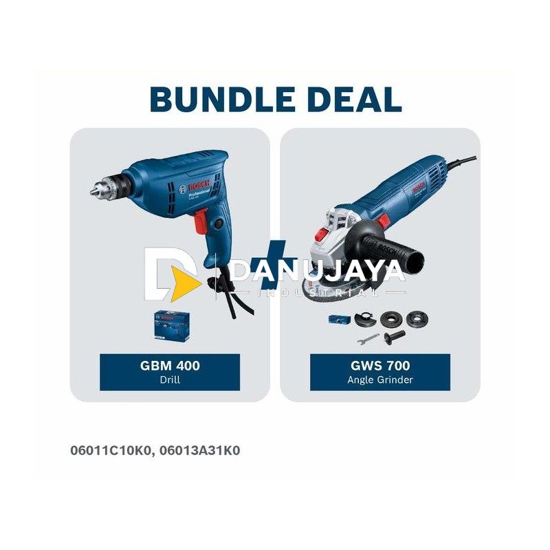 [BUNDLE] BOSCH PRO Mesin Bor Putar Listrik 10mm GBM 400 + BOSCH PRO Gerinda Tangan Listrik 4" GWS 700| Paket Bor & Gerinda - Garansi Resmi - 06011C10K0 06013A31K0