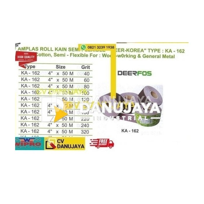 Amplas Roll Gosok Kain Semi Flexible 4" x50 Mtr Grit 120 Deerfos KA162