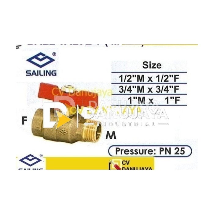 Ball Valve T (M x F) Size 3/4M x 3/4F - Sailing B1015