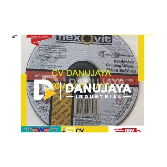 BATU GERINDA FLEXOVIT 7 inch x 6.8 mm POLES GRINDING 180 x 6.8 x 22.23