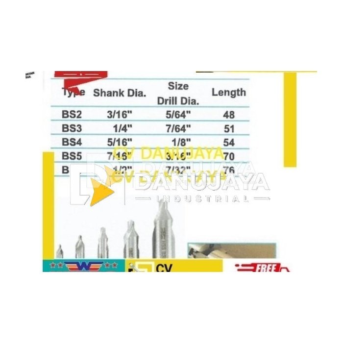 Center Drill Shank 5/16" Size 1/8" Wipro BS 4