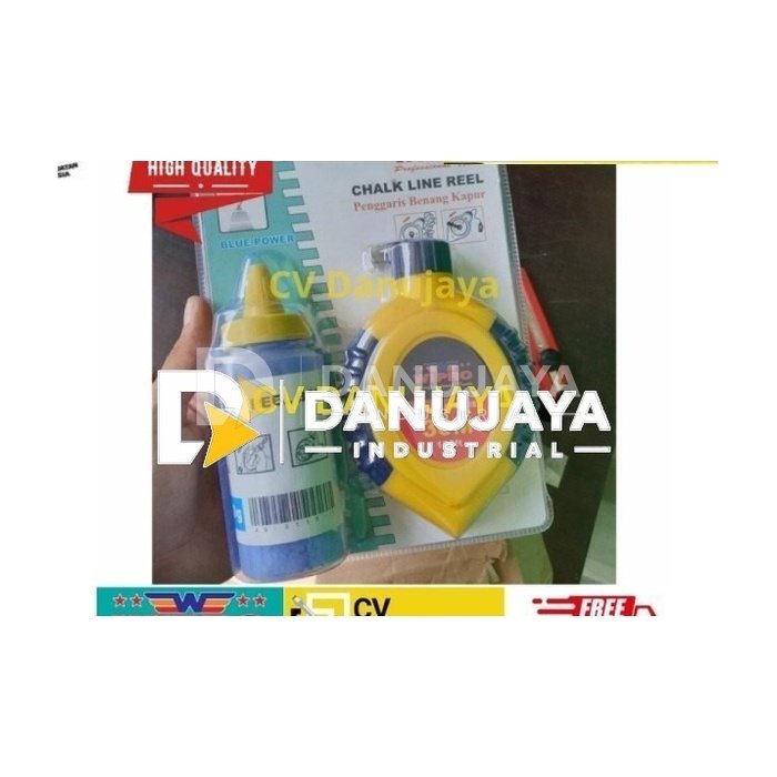 Chalk Line Reel Sipatan Penggaris Benang Kapur 1 Set Tinta Warna WIPRO