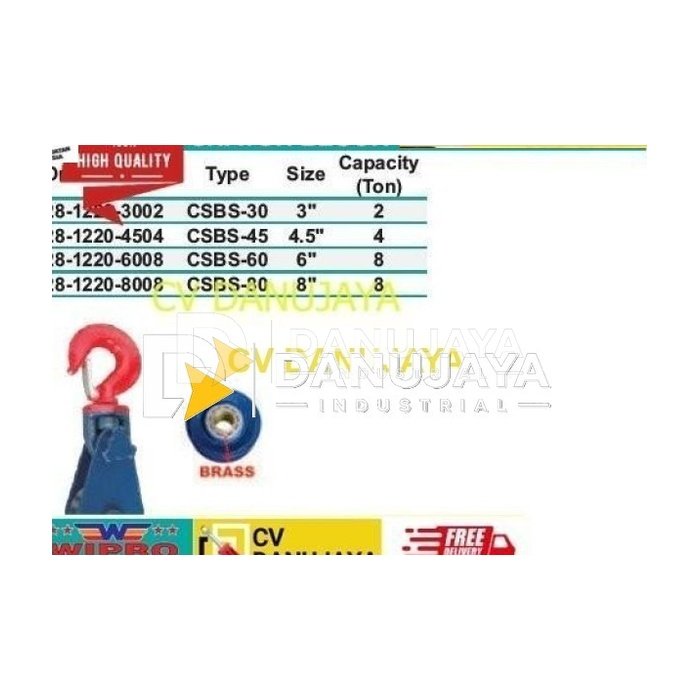 Champion Snatch Block Single With Hook Size 3" Kap.2 Ton CSBS-30 WIPRO