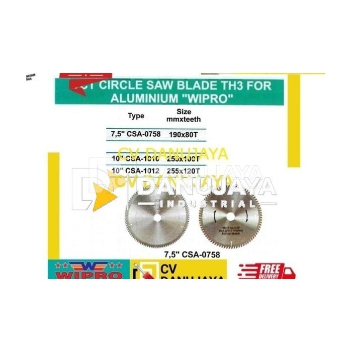 Circle Saw Blade TCT for Aluminium TH3 10 Inch 255mm x 100 T Wipro