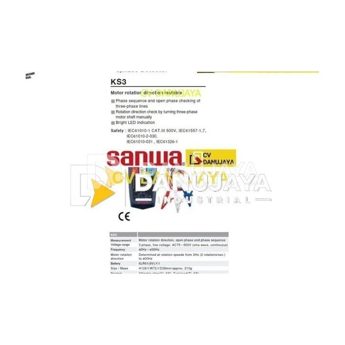 Detector For 3 Phase Motor Phase Sequence SANWA KS3
