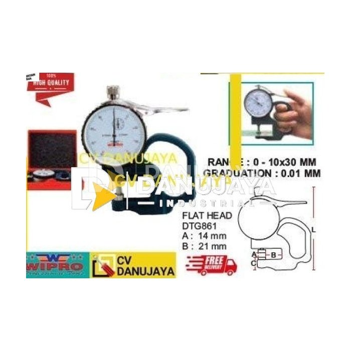 Dial Thickness Gauge Alat Ukur Ketebalan Range 0-10x30mm DTG-860 WIPRO
