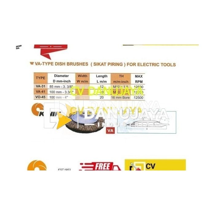 Dish Brushes Sikat Piring For Electrolic Tools 3.3/8"85mm Kinik VA31