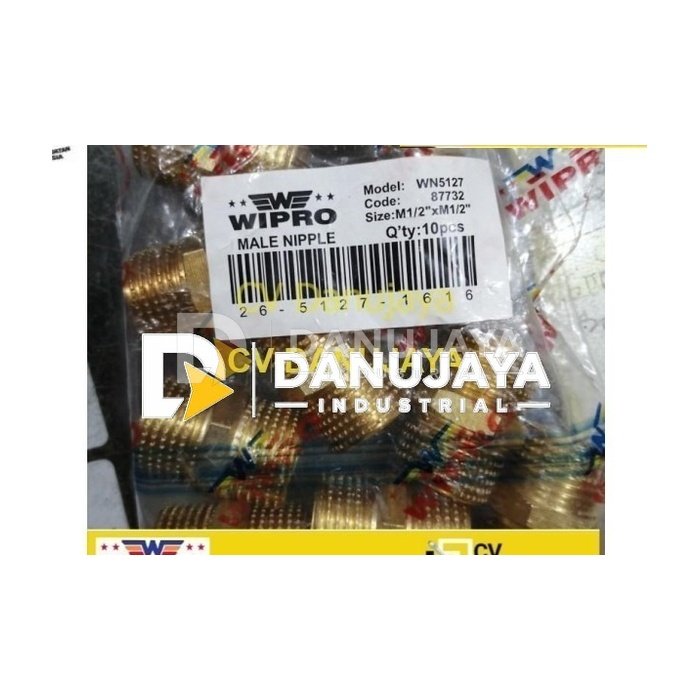 Double Nepel Nipple Napple Male 1/2" x 1/4" inch Kuningan WN5127 WIPRO