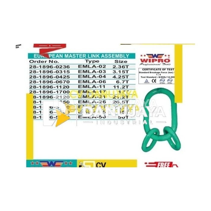 European Master Link Masterlink Oval Assembly kap 4.25 Ton Wipro