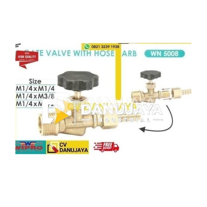 Gate Valve With Hose Barb Size 1/4 Inch - WN5008