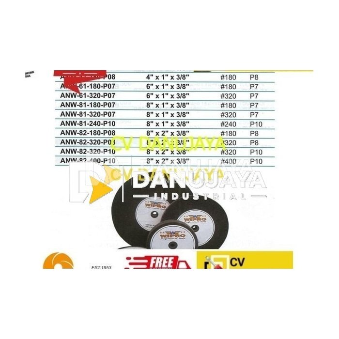 Gerinda Spon type ANW-61-180-P07 size 6"x1"x3/8" grit 180 - Wipro
