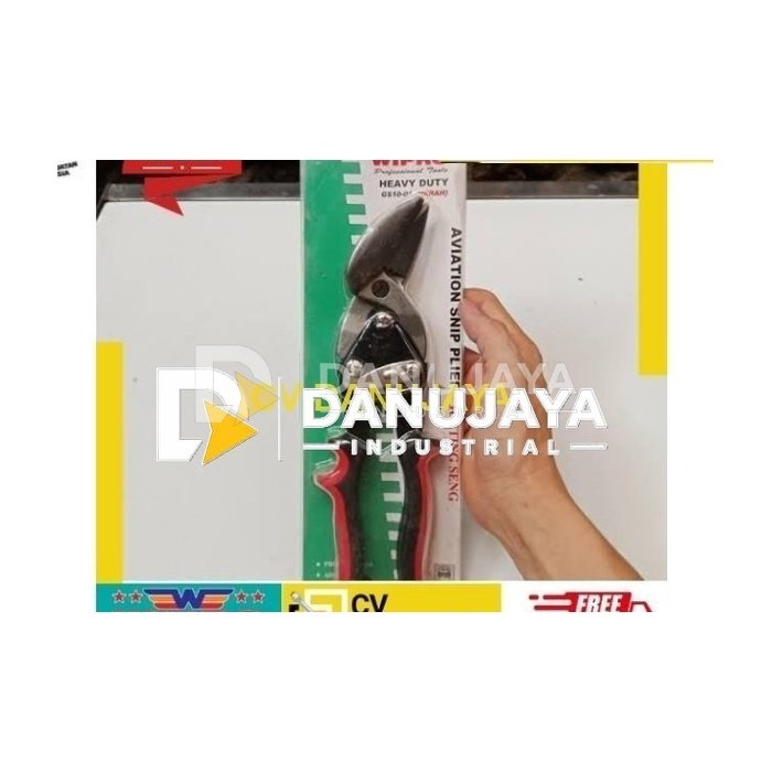 Gunting baja ringan Holo Hollow Bengkok kanan Wipro Merah 10 inch