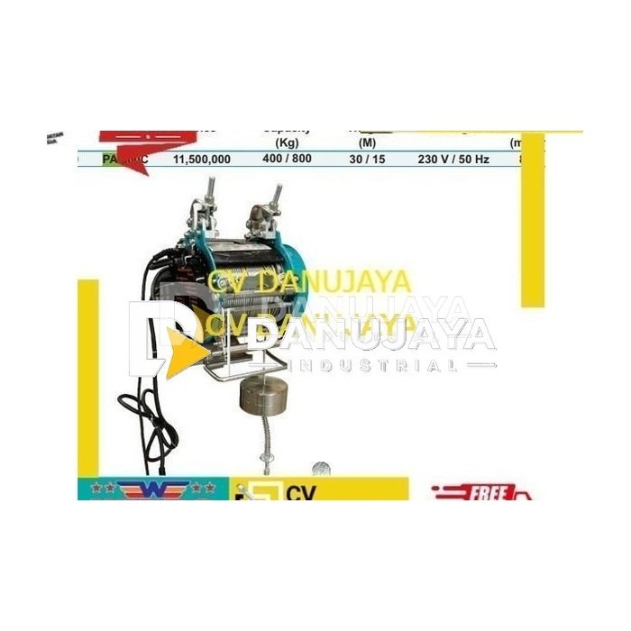katrol Elektrik - Electric Hoist Cap 800kg 15mtr - Wipro PA800C
