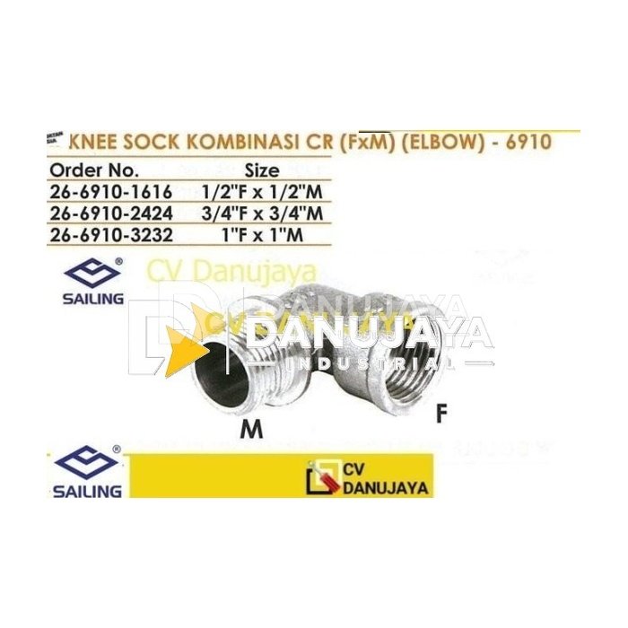 Knee Sock Kombinasi F x M Chrome (Krom) - sailing 6910