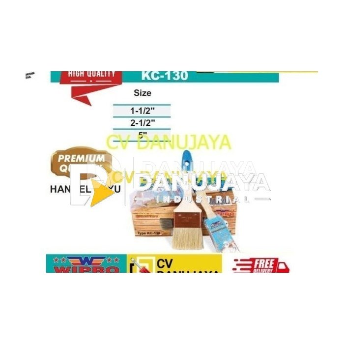 Kuas Cat Putih Tebal Handle Kayu 1.5 Inch Premium 12Pcs Wipro KC-130