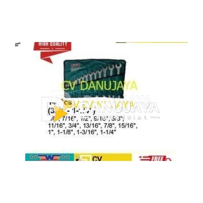 Kunci Ring Pas Inch (CR) CRV Set Size 3/8" - 1-1/4" ( 14 Pcs) - WIPRO