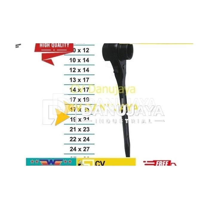 Kunci Sock Socket Shock Ratchet Rachet Size 12 x 14 Wipro