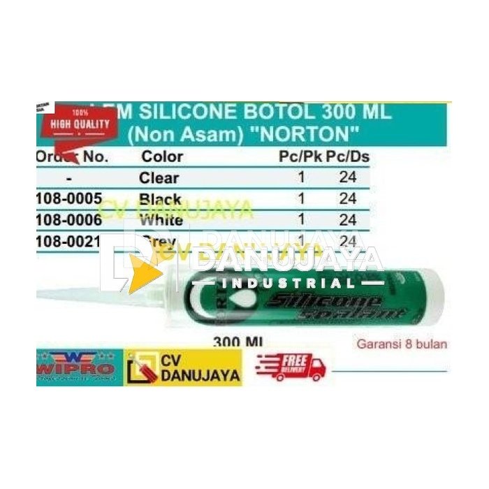 LEM SILICONE SILIKON BOTOL 300 ML NON ASAM - GREY - WIPRO