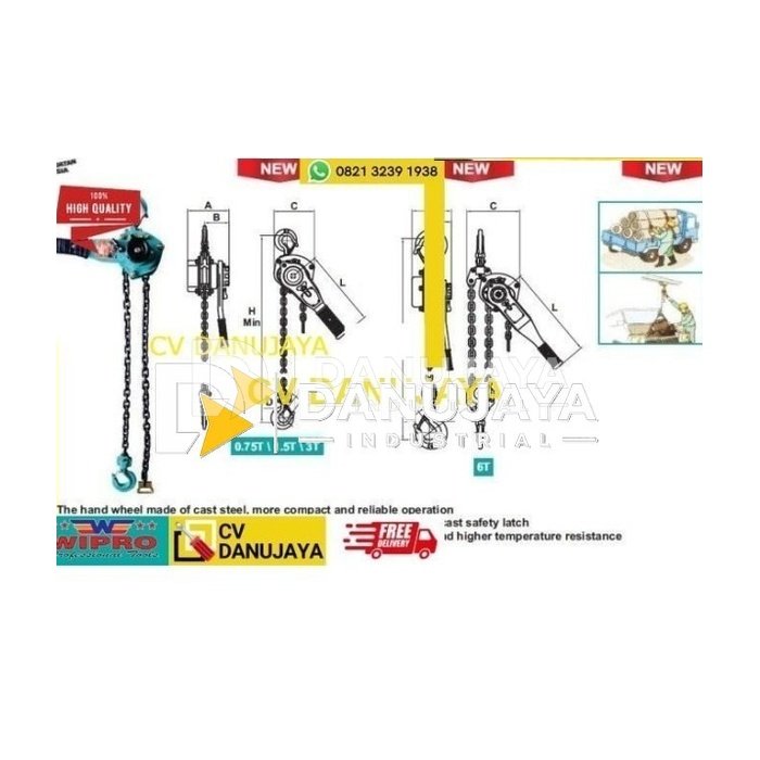 LEVER BLOCK Kotrek Rantai Chain Lifting WIPRO 6 Ton 28-1950-6015