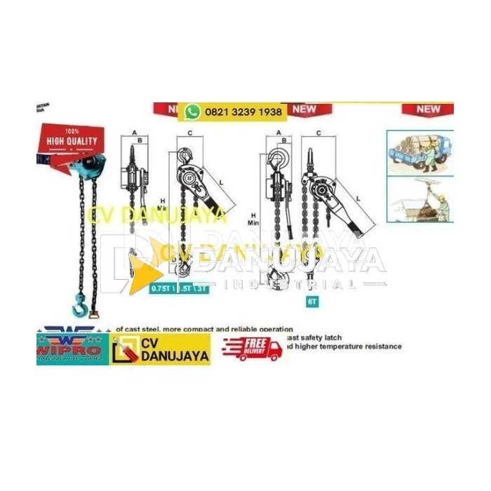 Lever Block Lifting Hoist "WIPRO" kapasitas 3 Ton 28-1951-1515