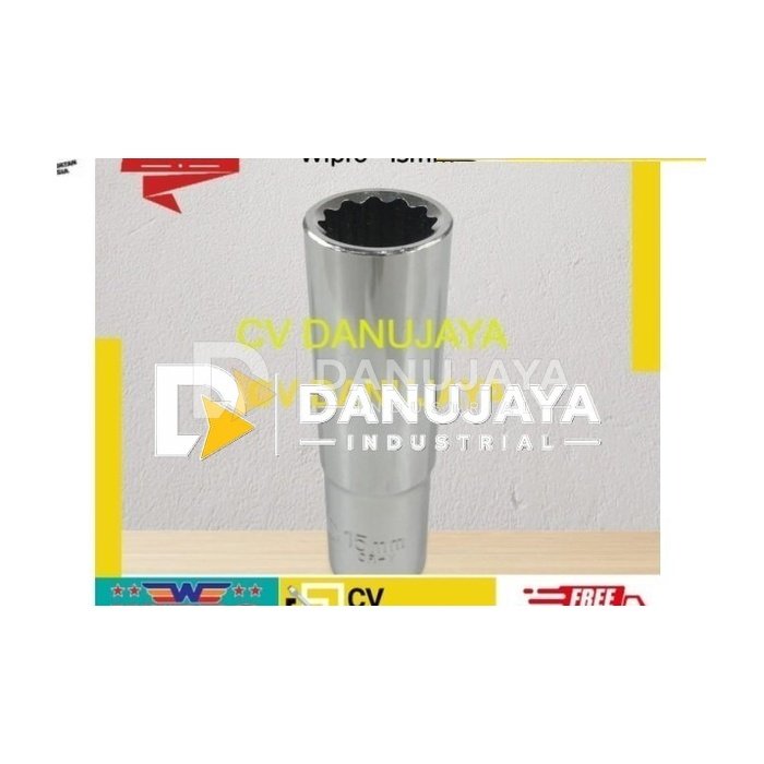 Mata Sok shocket shock Kunci Sock Deep / Panjang 1/2" 12 PT 15 mm Wipro