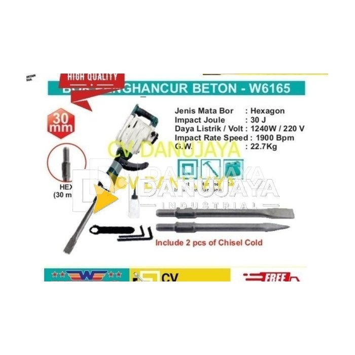 Mesin Bor Penghancur Beton Jack Hammer W 6165 Wipro Mesin Bobok Wipro