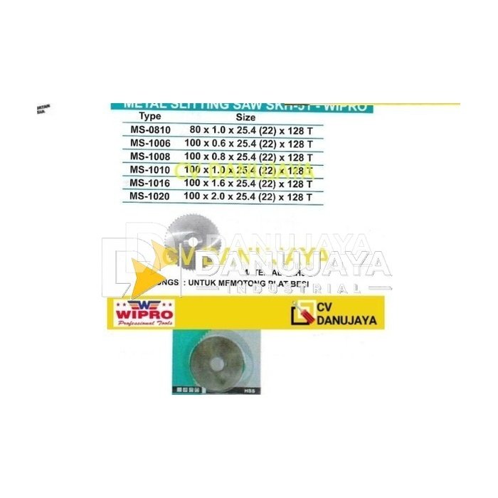 Metal Slitting Saw SKH 51 Size 100 × 2.0 × 25.4 (22) × 128 T MS-1020