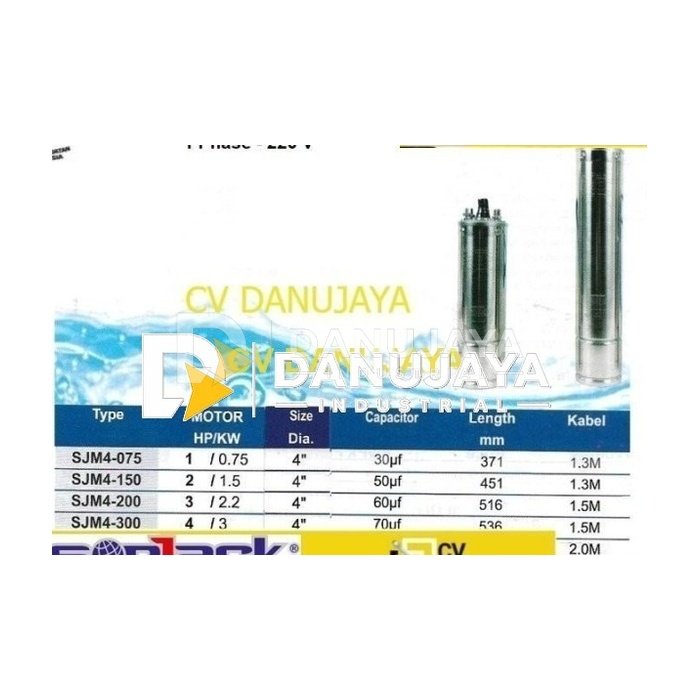 motor Submersible Pump Pompa Size 4 Inch 1 HP Sonjack SJM4-075