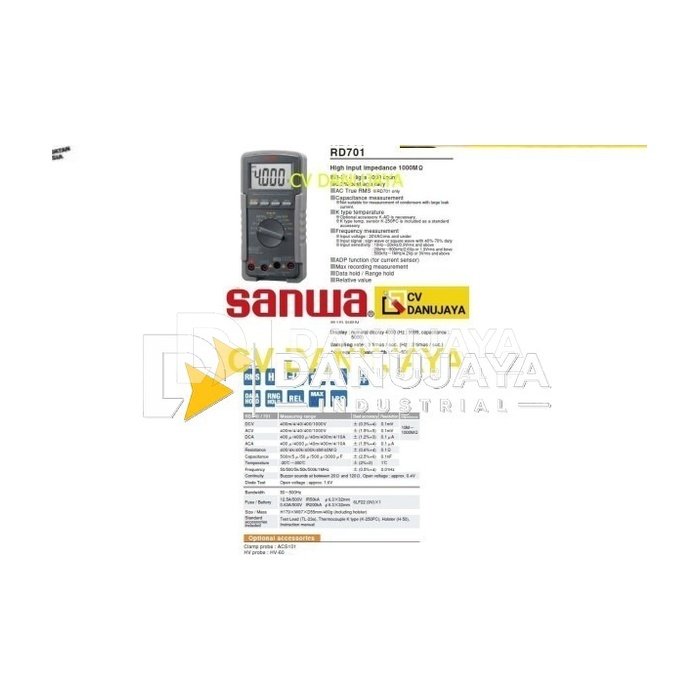 Multitester Multimeter Digital Multifunction SANWA RD701