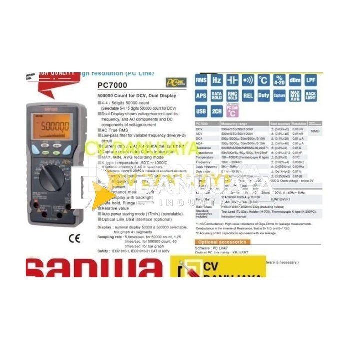 Multitester Multimeter Digital PC Connection SANWA PC7000