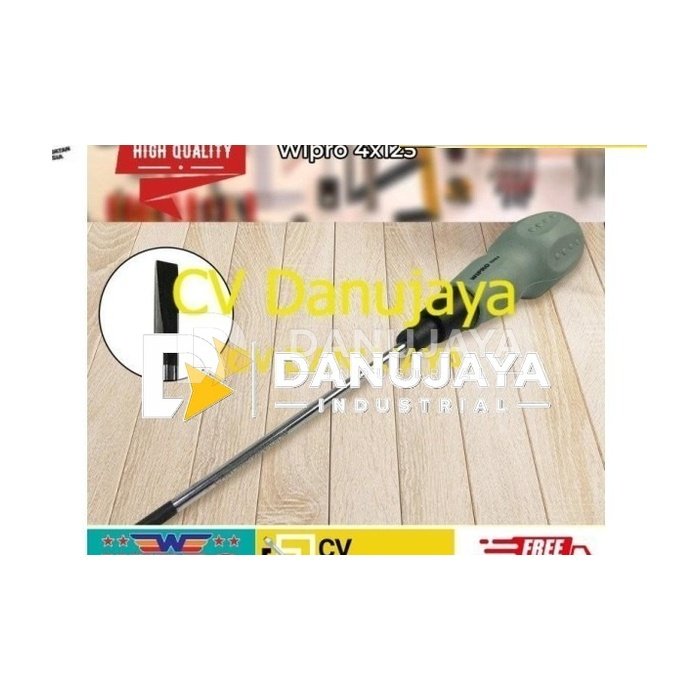 Obeng Karet / Obeng Soft Handle ST4 4X125 ( - ) Hijau Wipro