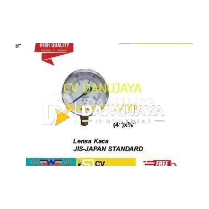 Pressure Gauge Oil Manometer Angin Size 4" x 3/6" x 315 Kg - WIPRO