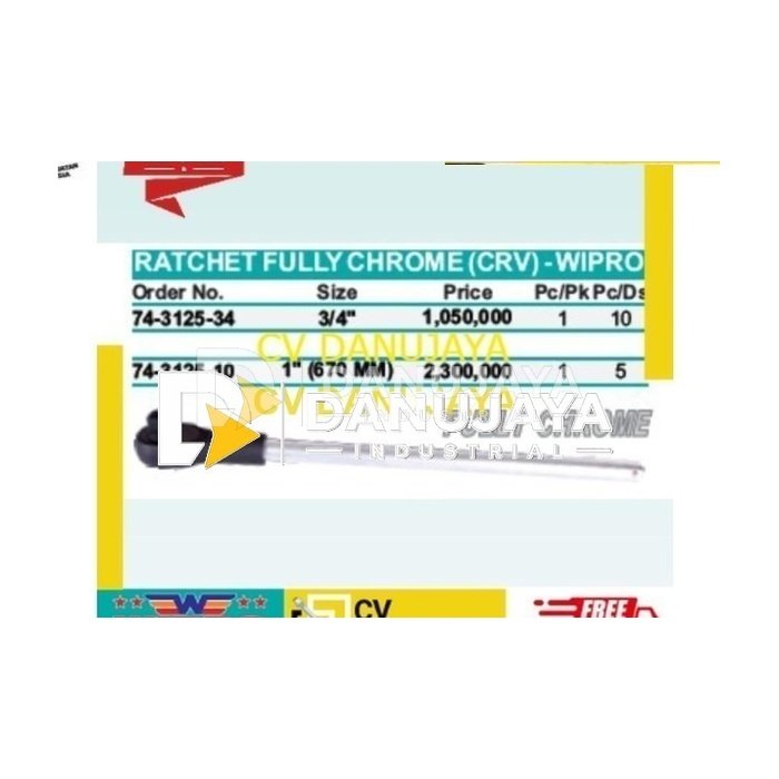 Ratchet Fulley Chrome ( CRV ) 1 inch 670mm Wipro