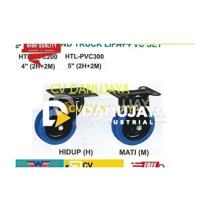 Roda Hand Truck Lipat PVC Set Size 4 Inch - Wipro HTL-PVC200