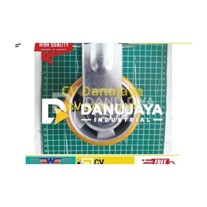 Roda PU Polyurethane Plastic Core Rigid Mati Size 5 In Wipro 30125F
