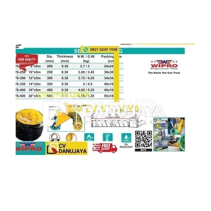 Selang Ducting Accesoris Blower Ventilator 8in x 5m BVS200 WIPRO