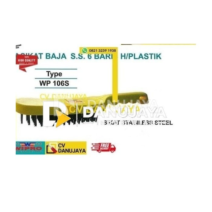Sikat Baja S.S. 6 Baris H.Plastik WP 106S- Wipro