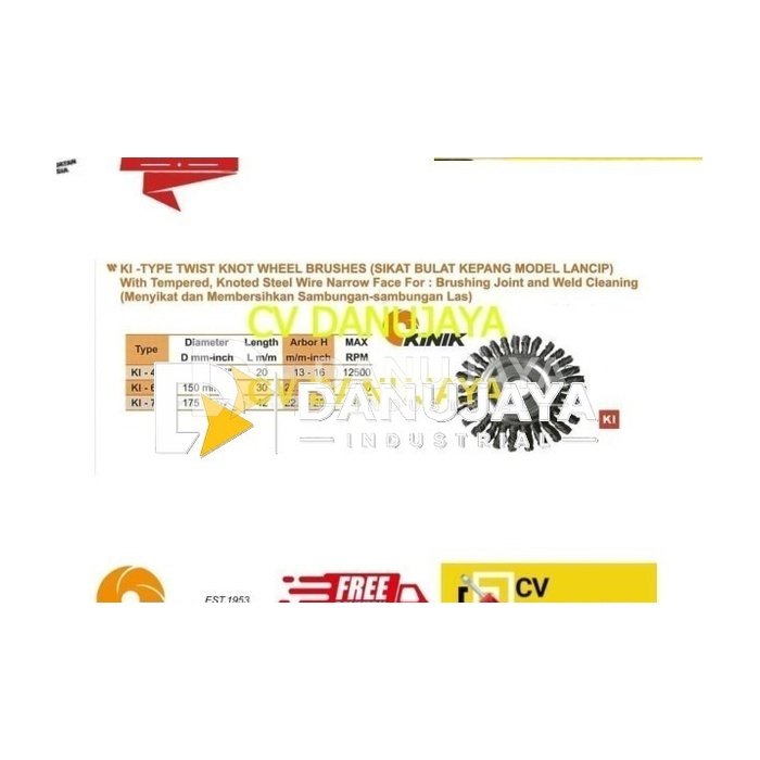 Sikat Bulat Kepang Model Lancip 4"100mm Kinik KI40