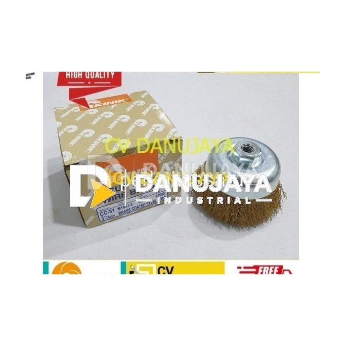 SIKAT KAWAT KUNINGAN GERINDA 3" KINIK CUP WIRE BRUSH 75MM 3 INCI 75 MM