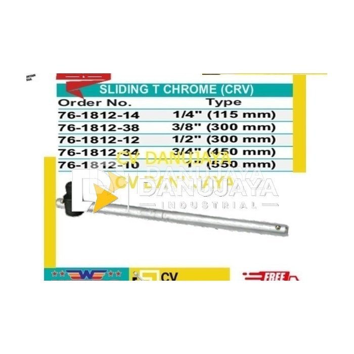 Sliding T Chrome CRV 1" (550 mm) Wipro