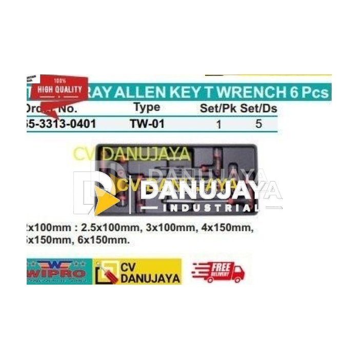 TOOL TRAY ALLEN KEY T WRENCH Kunci 6 Pcs TW-01 - WIPRO